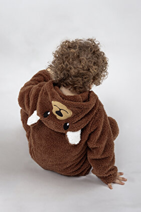 Welsoft تيدي بير القطيفة للجنسين انغلق الشتاء الطفل كيس النوم ملابس الأطفال زي الأطفال