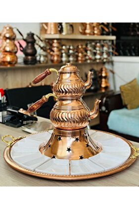 طقم إفطار وحلوى نحاسي كبير الحجم مكون من 18 قطعة