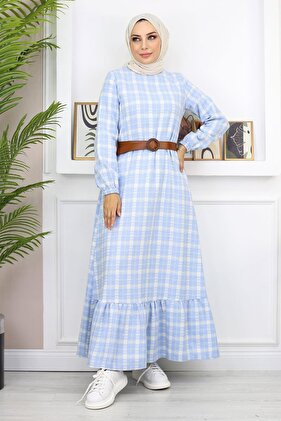 Frilly Hijab Dress Blue 19165