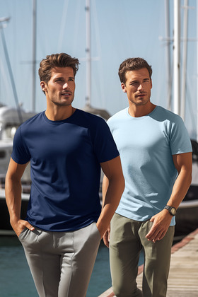 Темно-синя базова футболка Slim Fit з короткими рукавами, 100% бавовна, 2 шт. TMNSS19BO0075