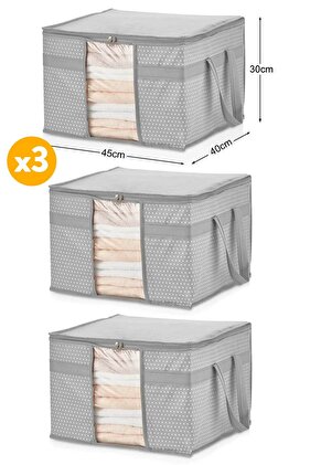 3 قطع - سترة ملابس نافذة مقاس 45 × 40 × 30 سم - رمادي منقط