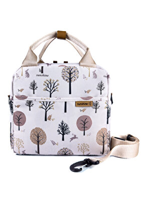 Waterproof Tree Pattern Thermal Lunch Bag Supplementary Food Nutrition Shoulder Bag