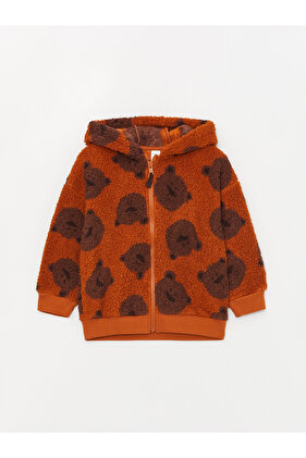 سويت شيرت بغطاء للرأس وأكمام طويلة من القطيفة للأطفال الرضع بسحاب