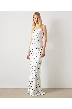 Puantiye Desen Askılı Elbise