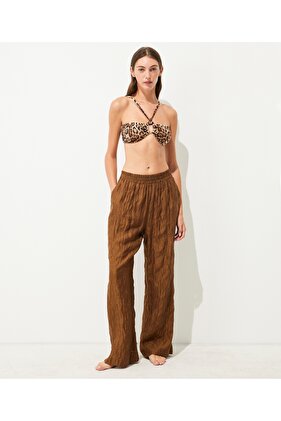 Dokulu Straight Fit Pantolon