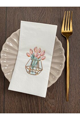 Pembe Lale Baskılı Peçete 16'lı