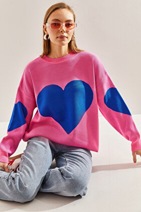 Women's Heart Printed Knitwear Sweater