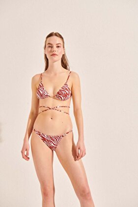 Kadın Zebra Üçgen Ipli Bikini Üstü