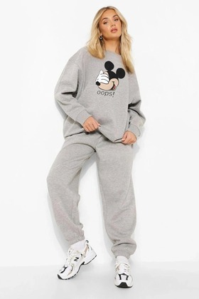 طقم بدلة رياضية بنطلون وبلوزة بطبعة ميكي ماوس