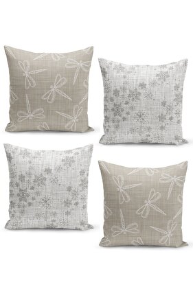 مجموعة من 4 أغطية وسائد بتصميم من الكتان المنسوج الفرنسي