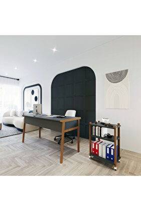 Zenith Çalışma Masası Kitaplık Takımı150cm Antrasit Ceviz