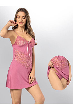 Dried Rose Lace Detailed 2-Piece Women's Suit - Sexy and Strapped