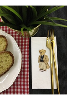 Teddy Bear Trenckotlu Sunum Peçetesi 16lı