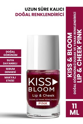 Kiss & Bloom Doğal Görünümlü Dudak ve Yanak Renklendirici Lip & Cheek Pink 11 ml