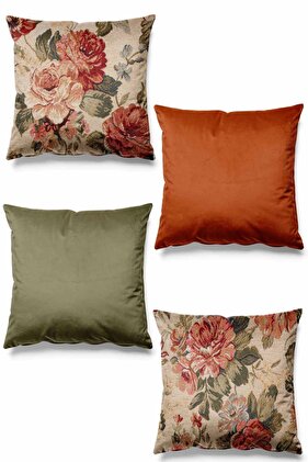 Double Sided Printed Georgia Patterned 4-Piece Suede Throw Pillow Cover