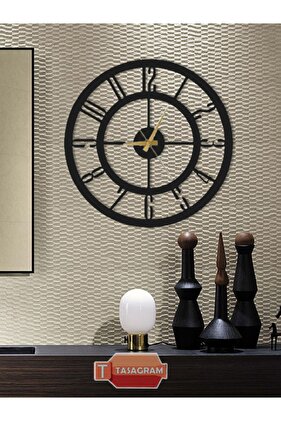 Metal Siyah Duvar Saati 50x50 Cm