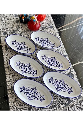 Nettle Model Set of 6 Oval Small Breakfast Plates