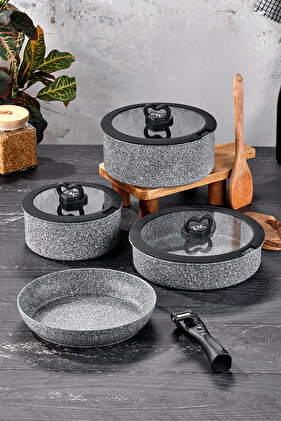 مجموعة أواني طهي سهلة التوصيل مكونة من 8 قطع / مقبض مريح قابل للإزالة
