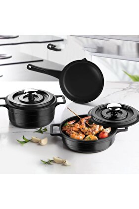 Bondy 5 Piece Cast Iron Mini Food Sauce Pan Pot Set