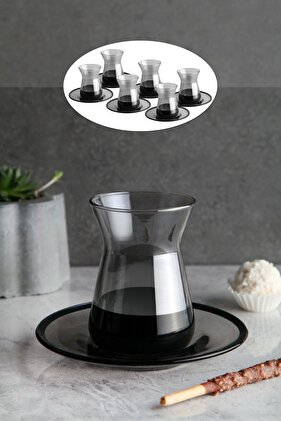 طقم شاي ملون مدخن بتصميم خاص فاخر - 12 قطعة