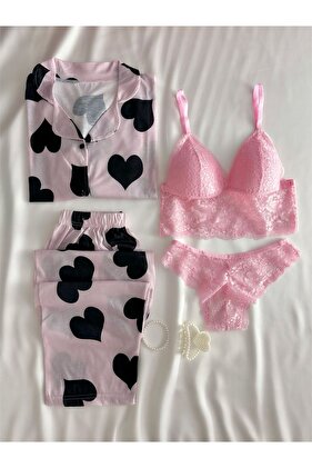 طقم ملابس داخلية بيجامة من القطن الممشط مكون من 4 قطع