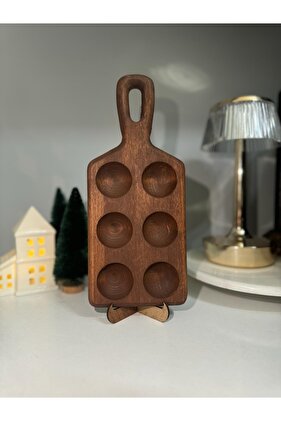 وعاء بيض خشبي مكون من 6 قطع بمقبض 100% من خشب الزان