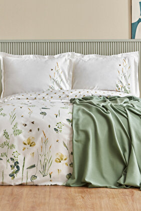 طقم غطاء لحاف مزدوج من القطن بنسبة 100% باللون الأبيض