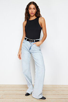 Rugalmas kötött test - fekete kötőfék gallér, alsó pattintással TWOSS20BD0044