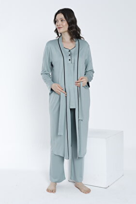 Uzun Sabahlıklı Kısa Kol Hamile ve Lohusa Pijama Takımı - 4360