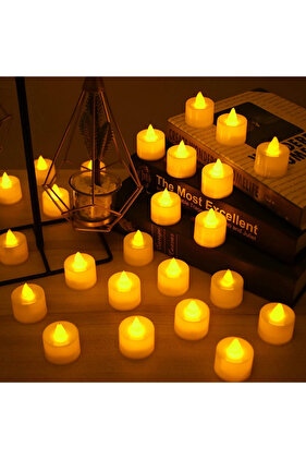 Ledli Pilli Işıklı  Tealight Mum Gün Işığı  Dumansız Alevli 1 Adet