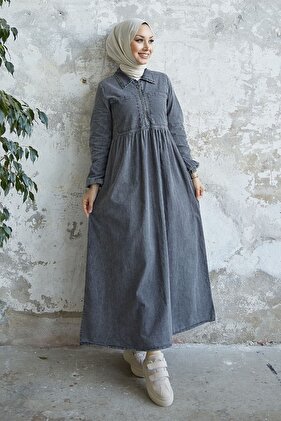 Daniel Double Pocket Denim Dress - Gray