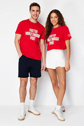 Red Unisex Knitted T-Shirt TWOAW24TS00016