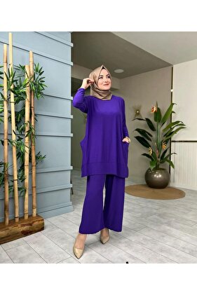 Harika Sandy  Almina Cep Detaylı Pantolonlu Takım