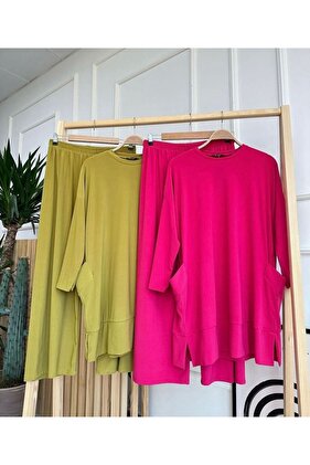 Harika Sandy  Almina Cep Detaylı Pantolonlu Takım