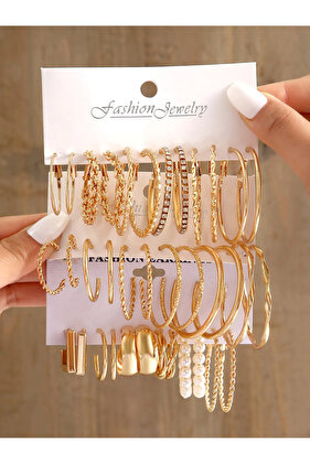 18pcs/set Fashion Trendy Metal Hollow Retro Acrylic Dangle Earrings For Women Elegance Plated Ear...