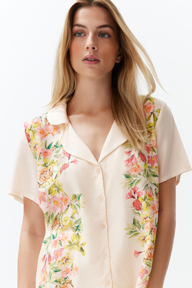 طقم بيجامة منسوجة مع شورت فيسكوز منقوش عليه زهور إكرو THMSS24PT00131