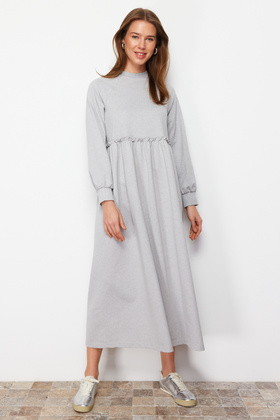 Overisse Gray Knitted Dress - Waist Cut TCTSS23EB00307