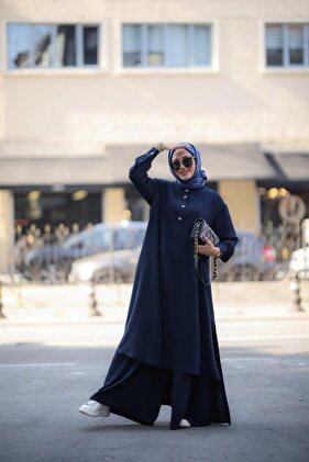 طقم حجاب ساي كحلي موديل-509