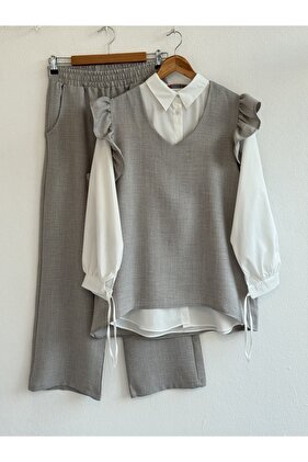 طقم قماش كتان ثلاثي