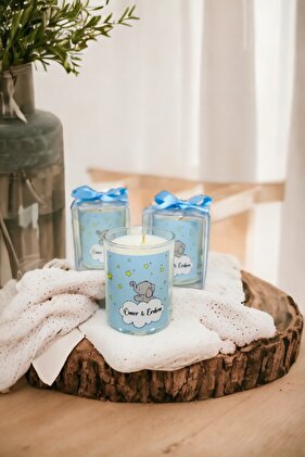 هدية الطفل 10 أكواب شموع مطبوعة على شكل فيل أزرق