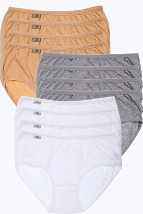 سراويل باتو الداخلية النسائية ذات اللون الأبيض والرمادي والقطن عالية الخصر مكونة من 12 قطعة