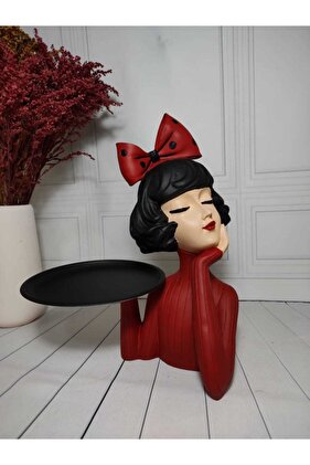 Tepsili Kız Sunumluk Kirmizi & Siyah (34 Cm X 27 Cm