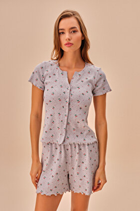 Nova Shirt Collar Shorts Pajama Set