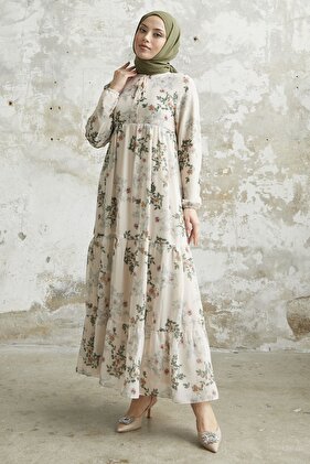 فستان شيفون بتفاصيل شرابة من لافي - أخضر