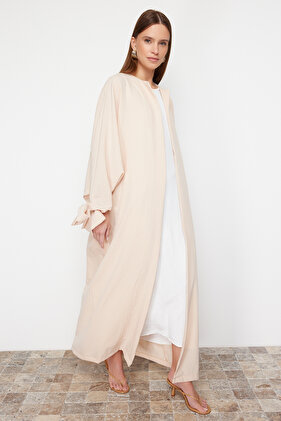 Stone Comfortable Fit Woven Aerobin Long Cap & Ferace & Abaya TCTSS24KK00005