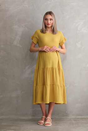 فستان طويل منسوج للحوامل والحوامل