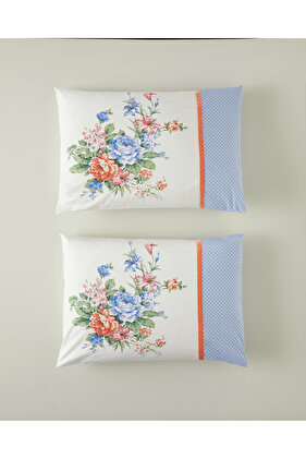 Rose Romance 2-Piece Cotton Pillow Case - 50x70 cm Blue