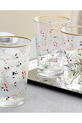 مجموعة من 3 أكواب زجاجية للمشروبات الغازية - 290 مل ذهبي