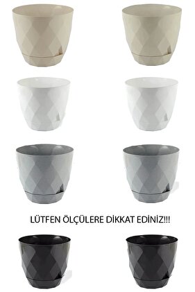 8 Adet Küçük Boy Parlak Renkli Baklava Desenli Tabaklı Plastik Saksı Yakamoz No 0 Mini Boy.