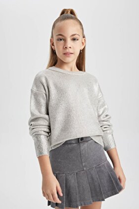 Girl's Crew Neck Knitwear Sweater B8414A823Wn